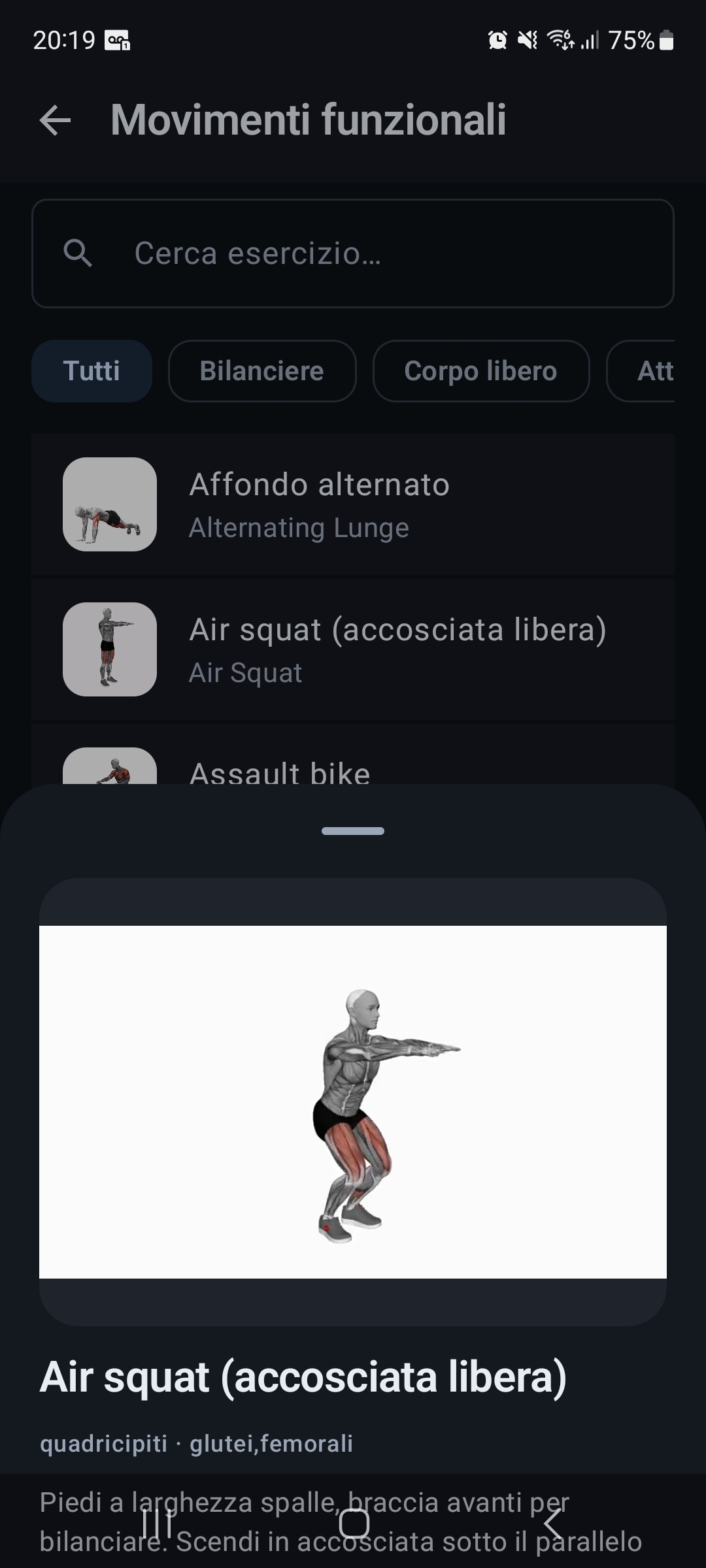 Catalogo esercizi con video animazione